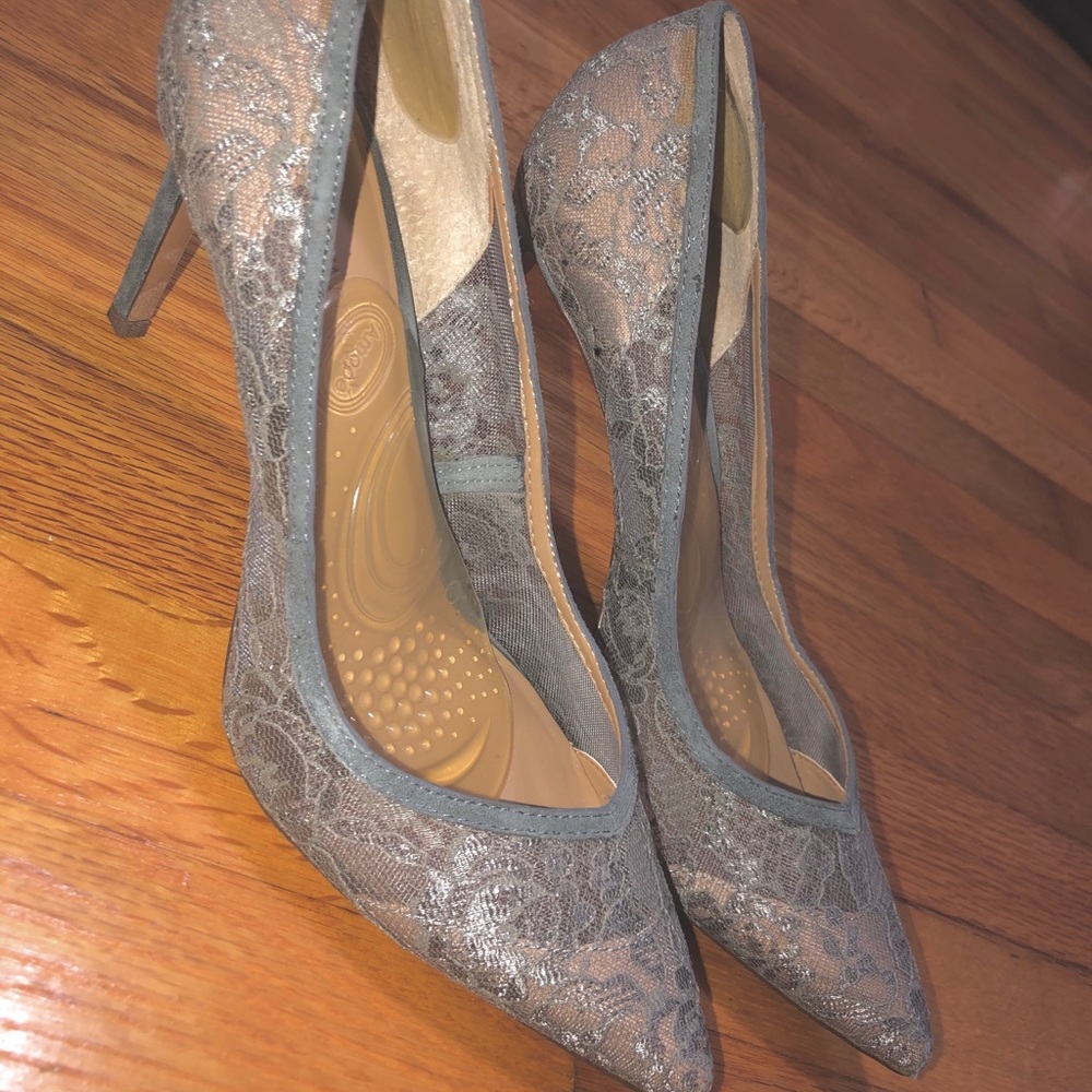 Lace Gray Pointy Banana Republic Heels